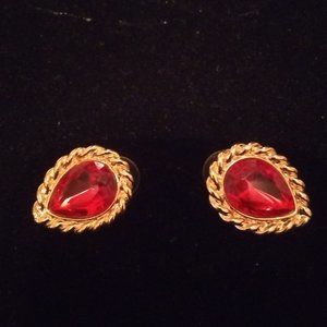 Ruby Red  Gold Plated Earrings